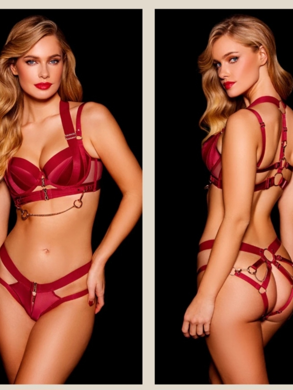 Honey Birdette Kukuro Lingerie Set, 38 DDD/Large, Red